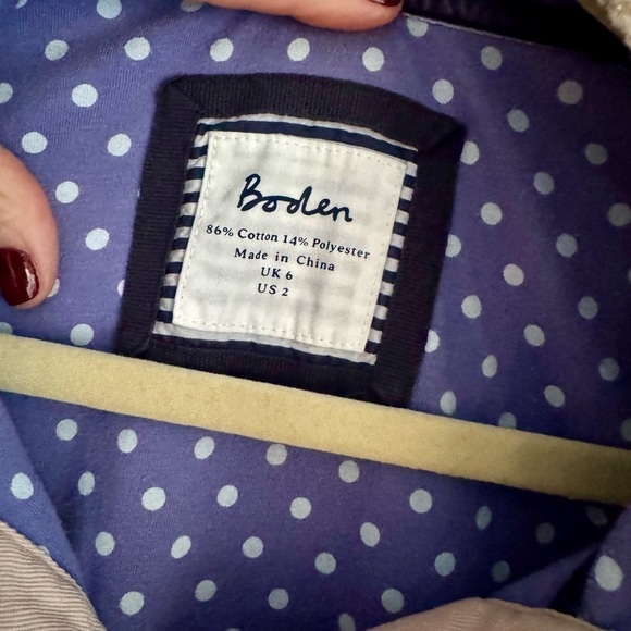 Boden Fleece Pullover Hiking Outdoor Layer Athletic Beige Purple Polka Dot XS - Picture 3 of 9